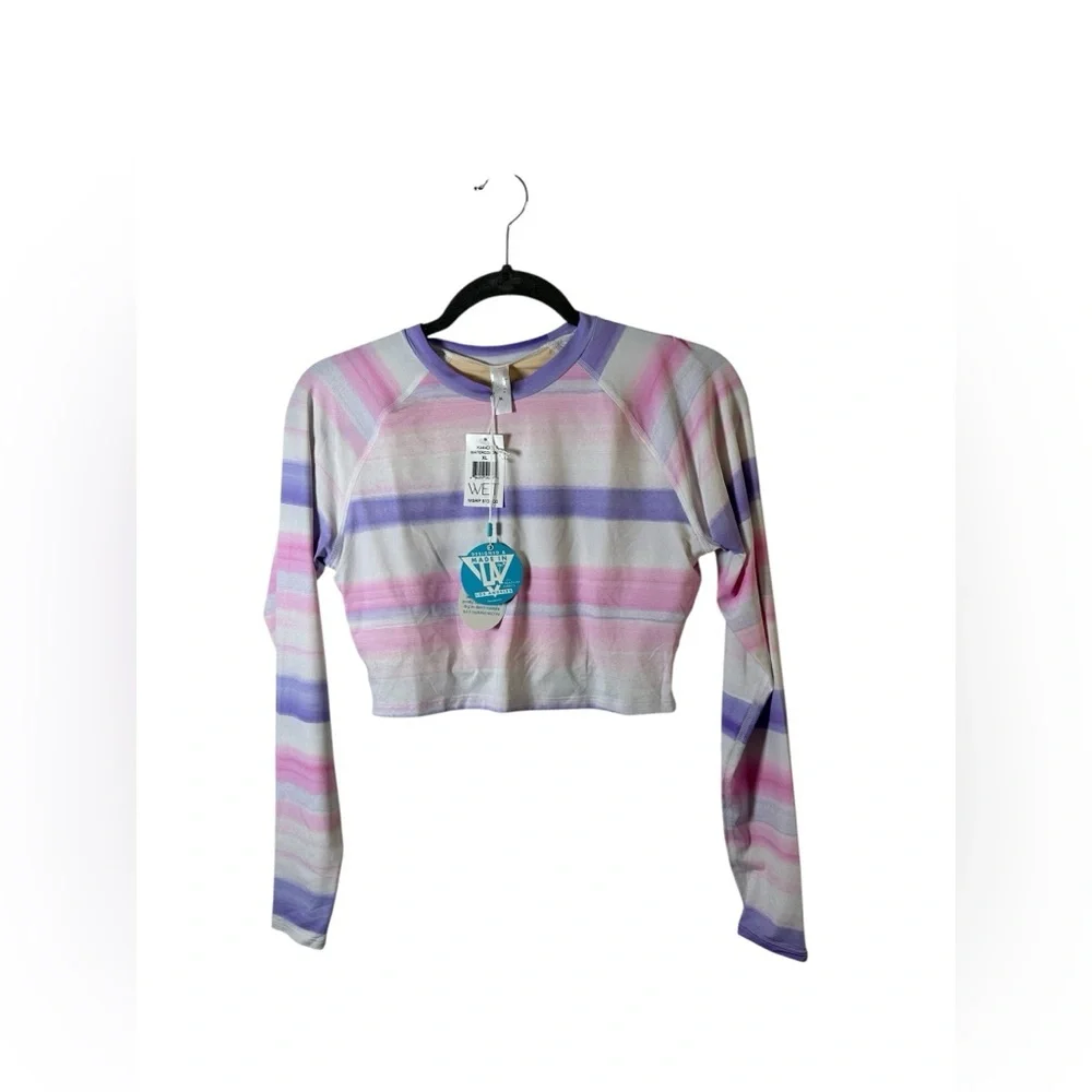 WET Swimwear Watercolors Long Sleeve Crop Top XL‎